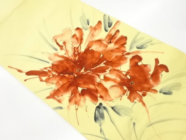JAPANESE KIMONO / VINTAGE NAGOYA OBI / SHIOZE / FLOWERS